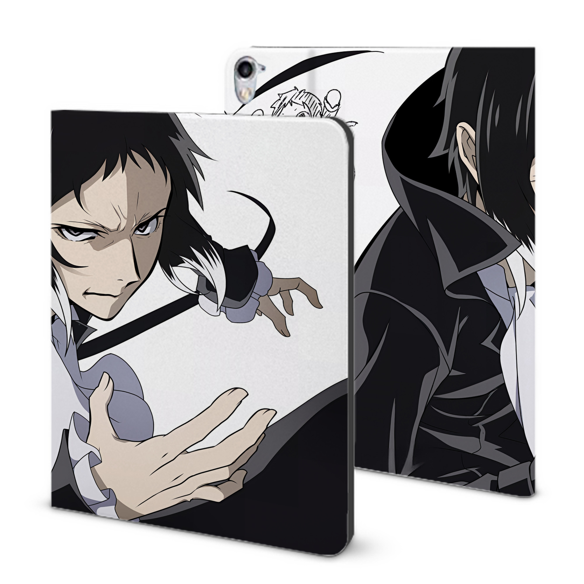 （画像用） 文豪ストレイドッグス Bungo Stray Dogs IPad ケース ブック型 PUレザー TPU 耐衝撃 軽量 薄型 ペン収納なし 全面保護 IPad 各モデル対応